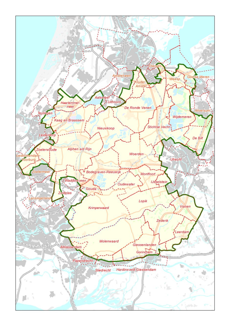 Begrenzing Groene Hart gemeenten