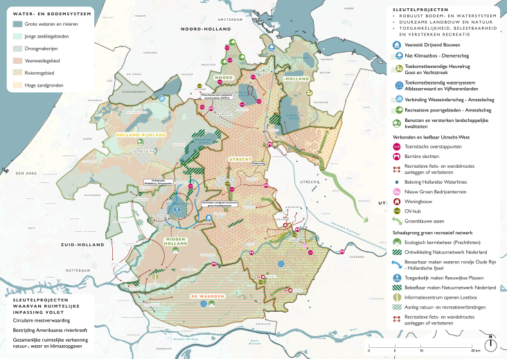 Sleutelprojectenkaart bodem en water, landbouw en natuur, recreatie