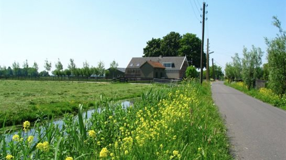 Weg en watergang naar een boerderij