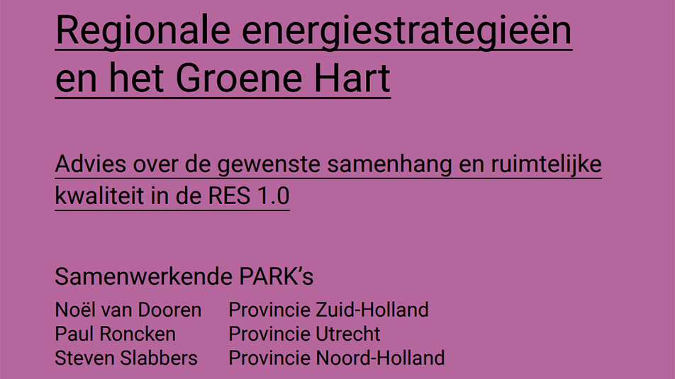 Regionale Energiestrategieën en het Groene Hart