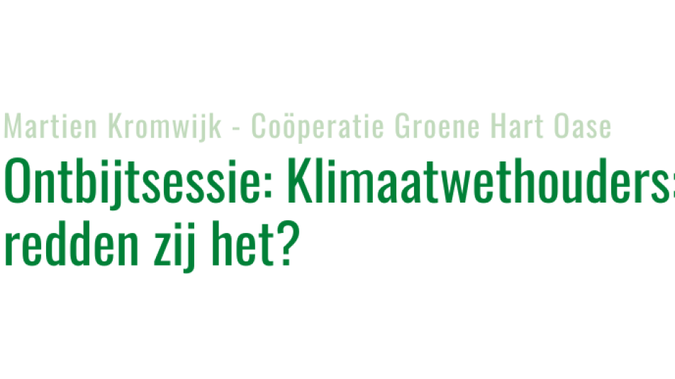 Ontbijtsessie: Klimaatwethouders: redden zij het?