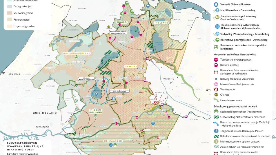 Sleutelprojectenkaart bodem en water, landbouw en natuur, recreatie
